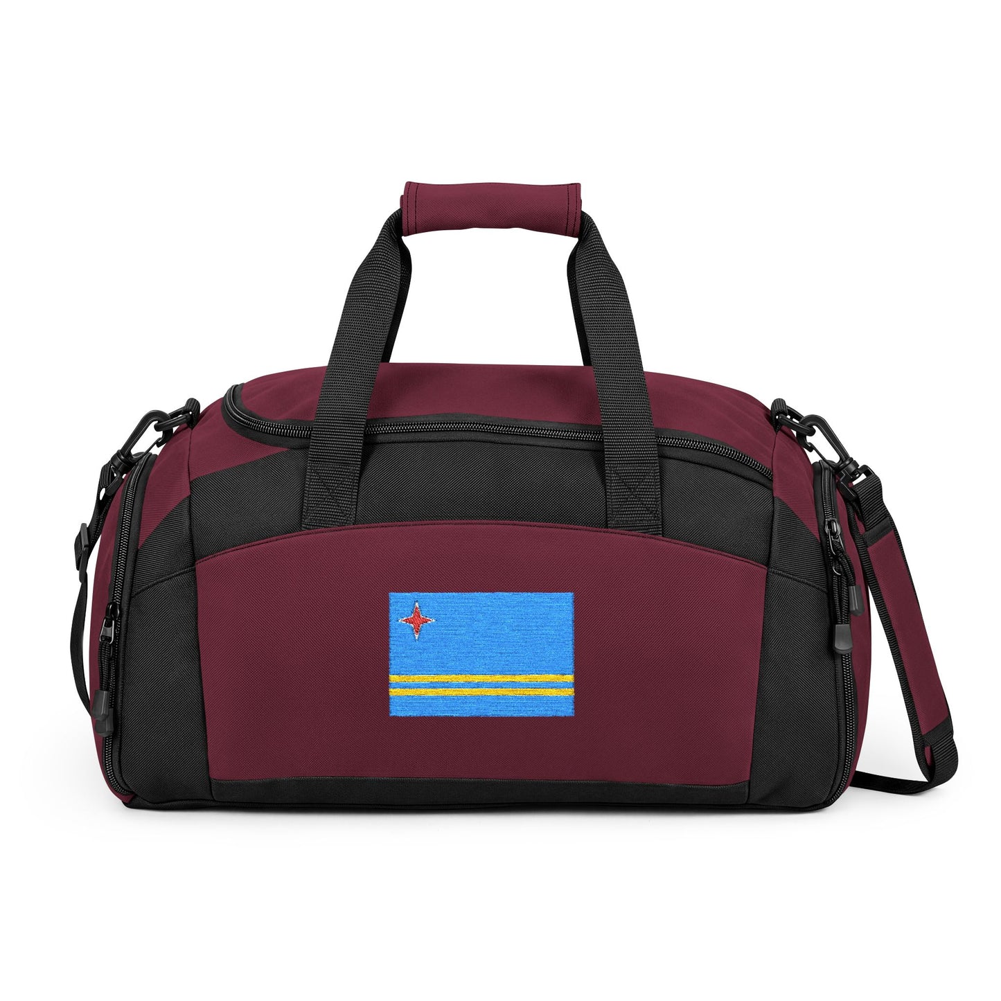 Aruba Flag Gym Bag — Black Duffle with Embroidered Aruba Flag