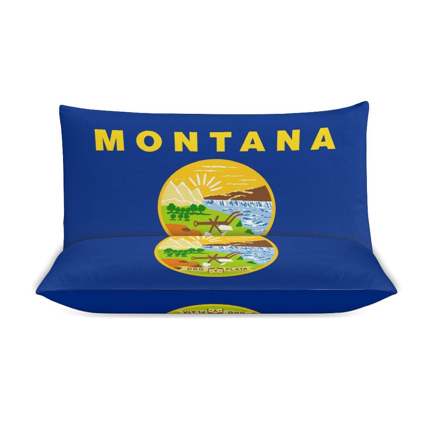Montana Flag Inspired 3-Piece Bedding Set (1 Duvet Cover + 2 Pillow Shams) – 102"×90"