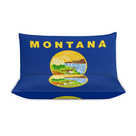 Montana Flag Inspired 3-Piece Bedding Set (1 Duvet Cover + 2 Pillow Shams) – 102"×90"