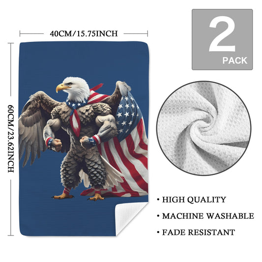 USA/American Flag Inspired Eagle with Cape Kitchen Towel 40X60cm (Pack of 2) (Made in the USA)