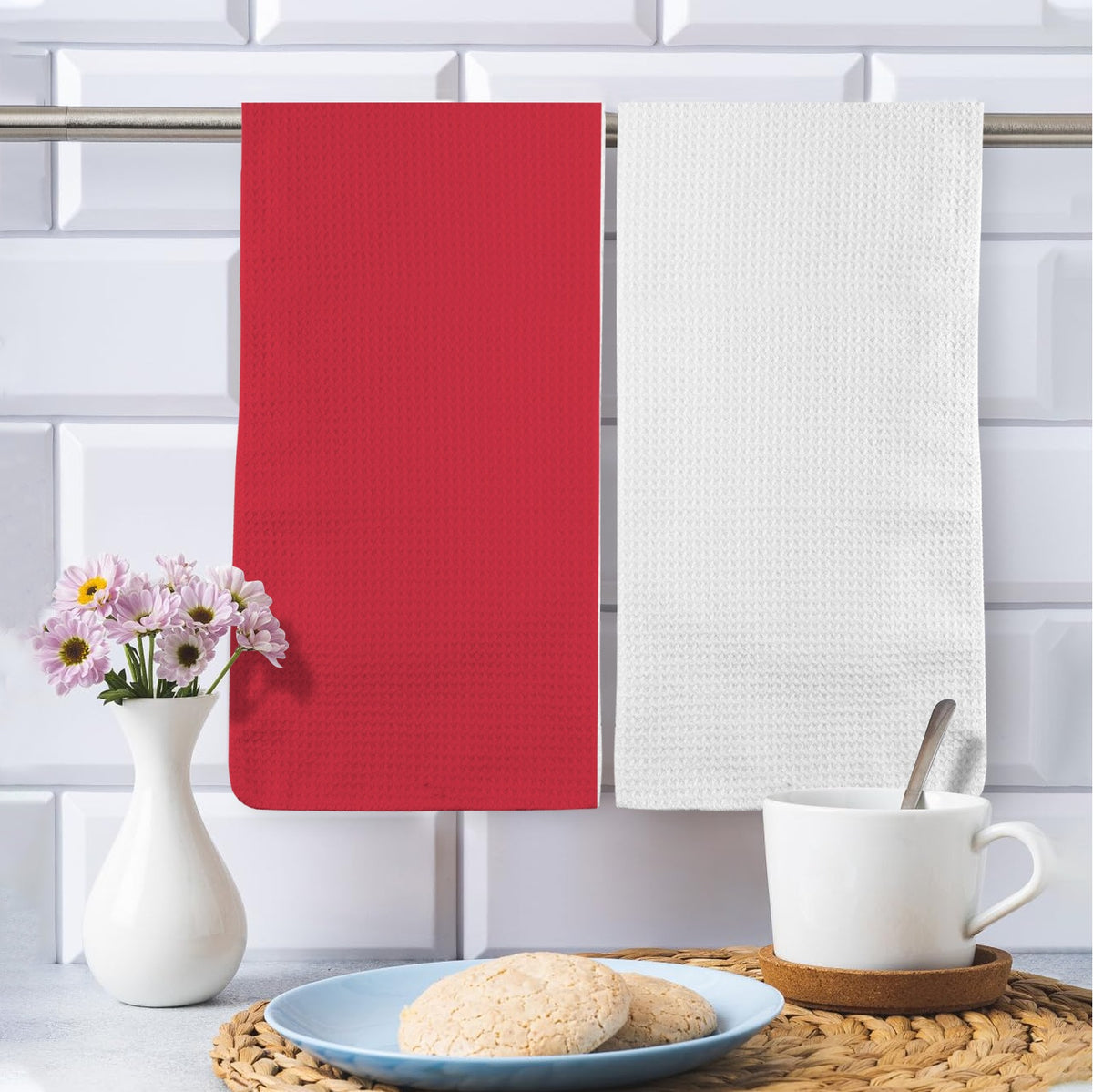 Monaco Flag Inspired Kitchen Towel 40X60cm (Pack of 2) | Printed In the USA