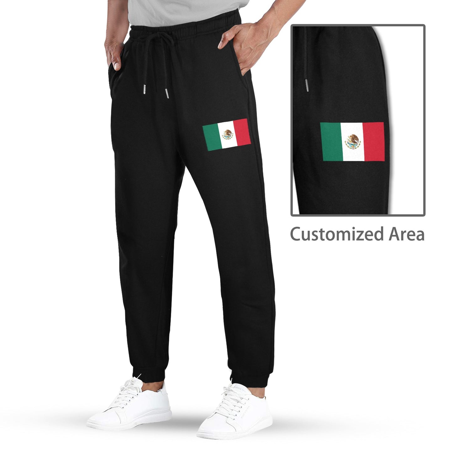 Mexico Flag Inspired Unisex Fleece Sweatpants (Left Printing) | Ships from USA