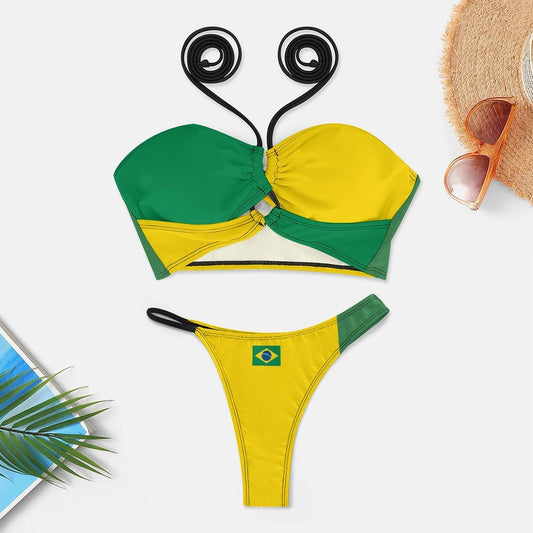 Brazil Flag Inspired Bikini Swimsuit (J197D59)