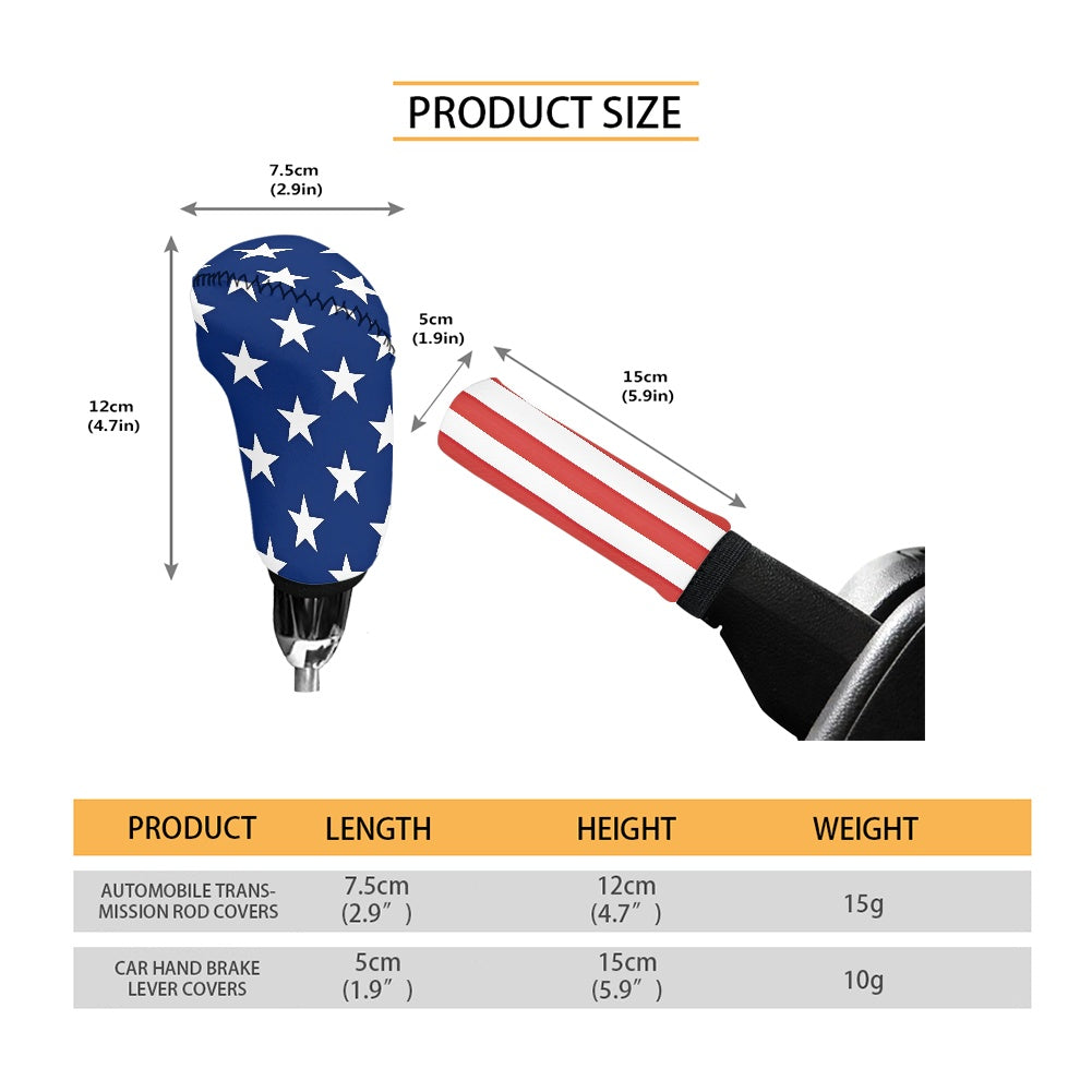 USA/American Flag Inspired Gear Lever Cover+Hand Brake Cover