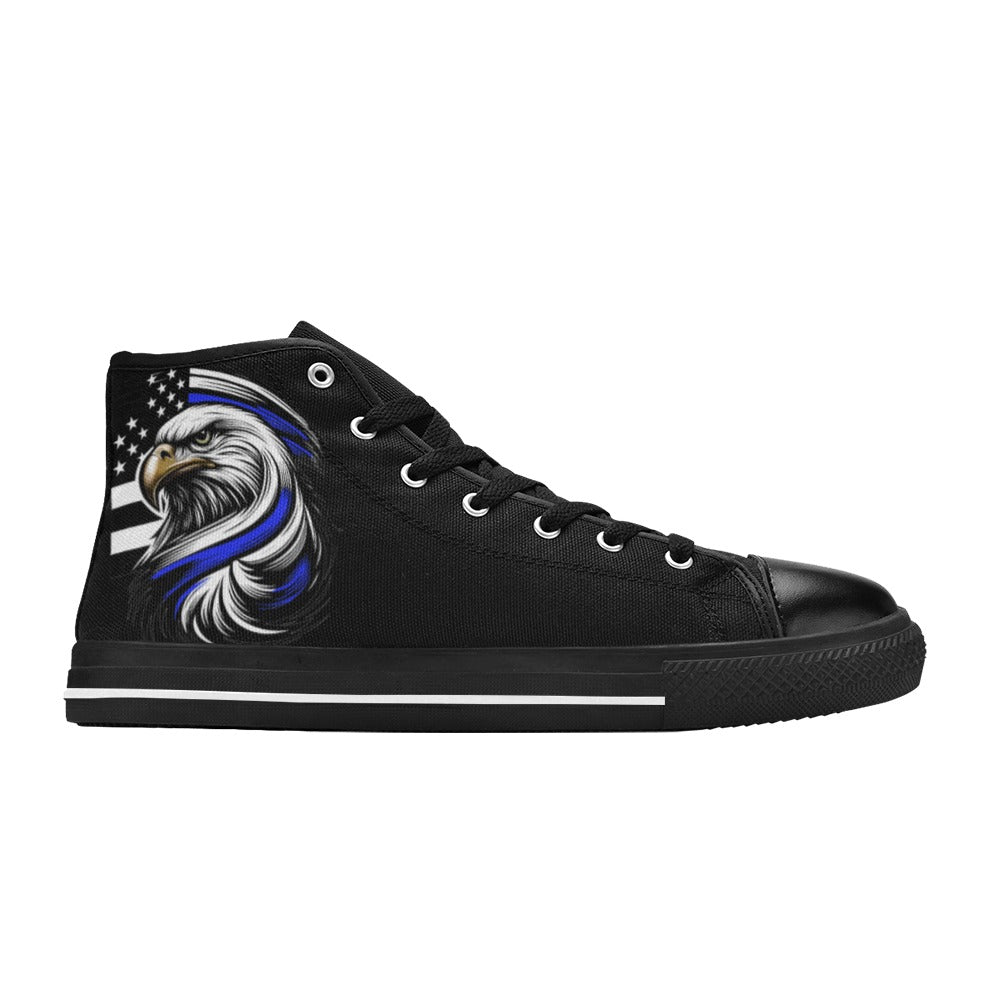 Thin Blue Line Eagle Mens High Top Canvas Shoes