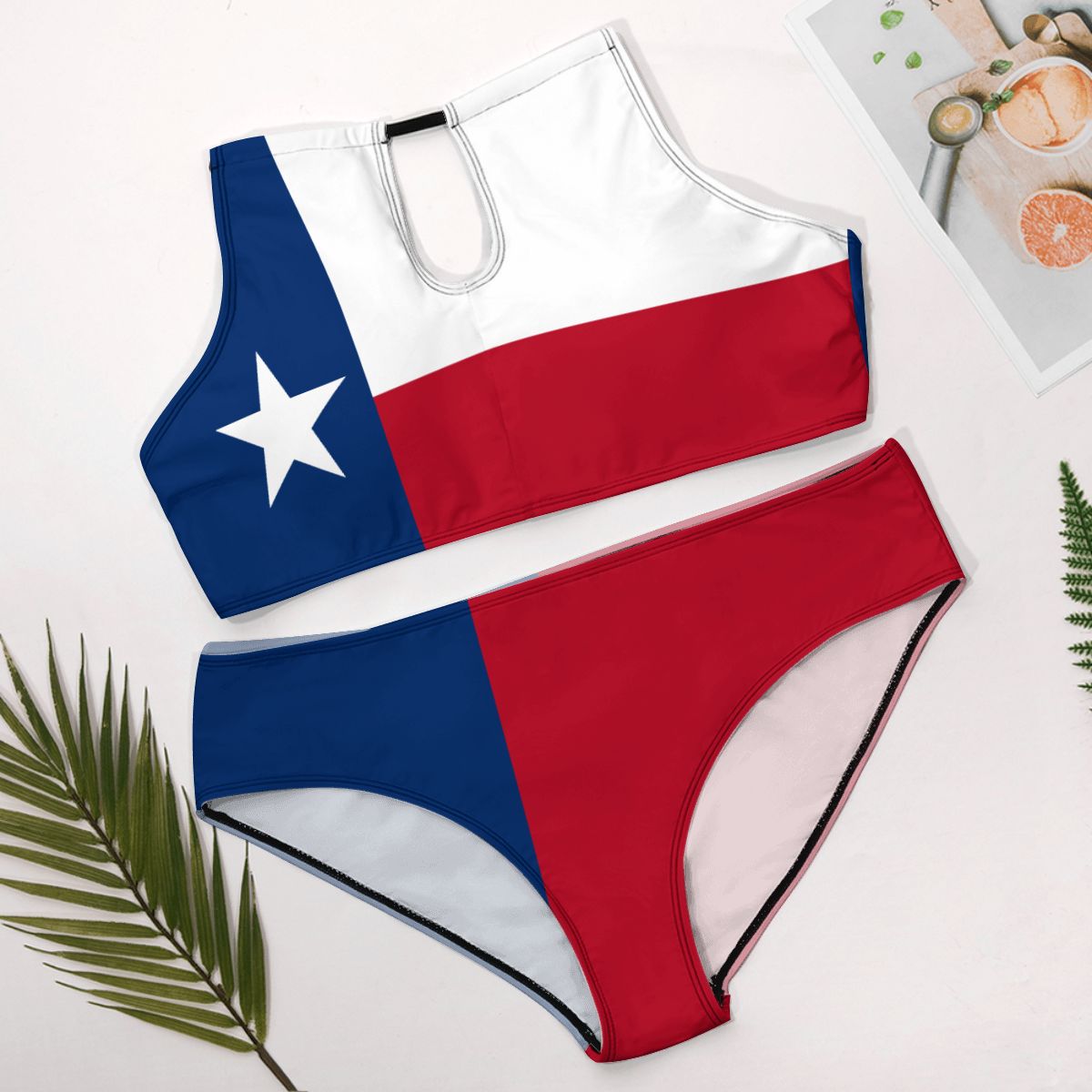 Texas Flag Inspired Plus Size High Waisted Bikini