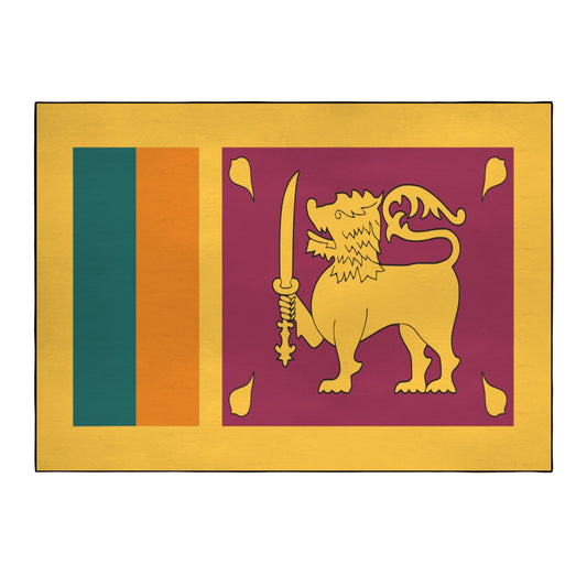 Sri Lanka Flag Inspired 84x60 Inch Area Rug with Black Binding (Made in the USA)