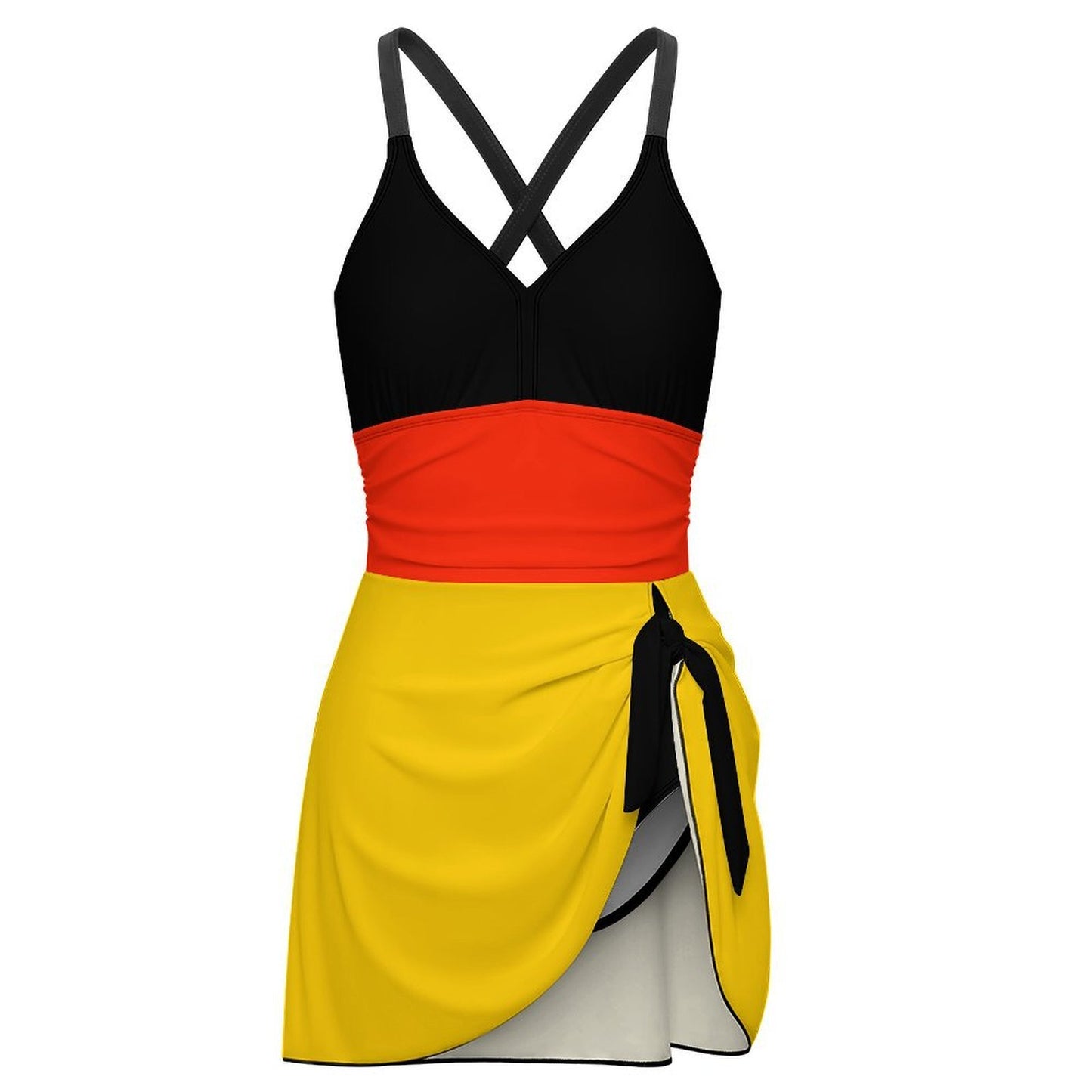 Germany Flag Inspired Women's Hem Tie One-piece Swimsuit
