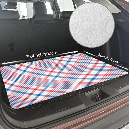 USA/American Flag Inspired Plaid Pattern Car Trunk Mat 100 × 75 cm / 39.4 × 30 in Printed in the USA