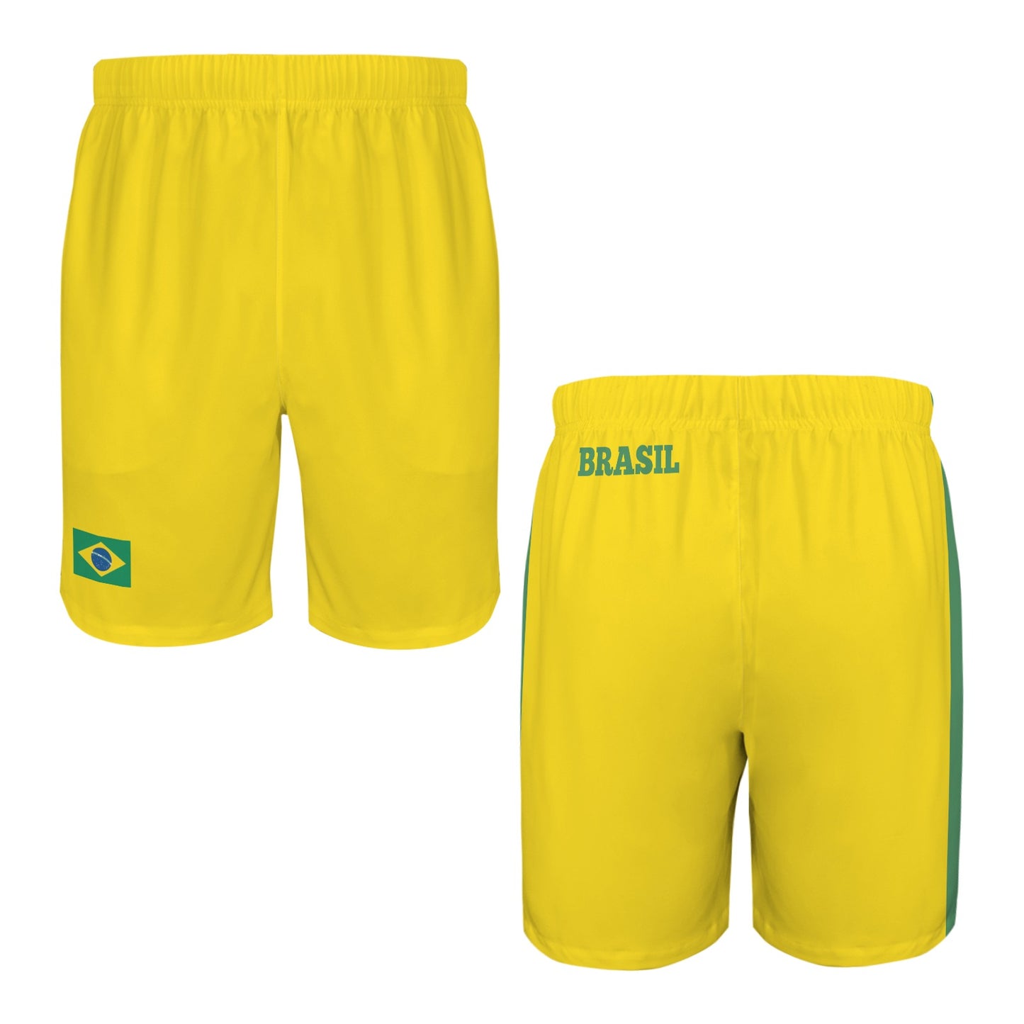Brazil Flag Inspired Men’s Draw String Pocket Beach Shorts Printed in the USA