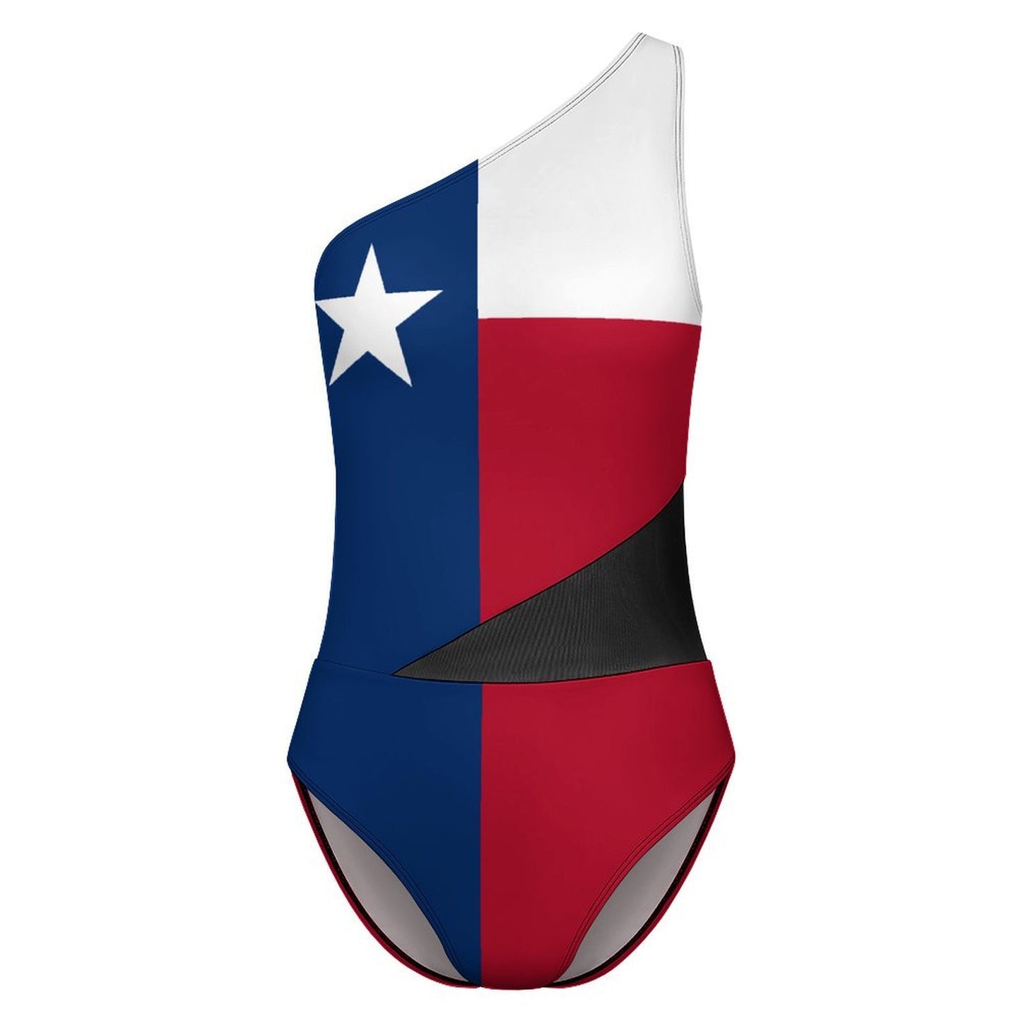 Texas Flag Inspired Women’s One-Shoulder Mesh Swimsuit
