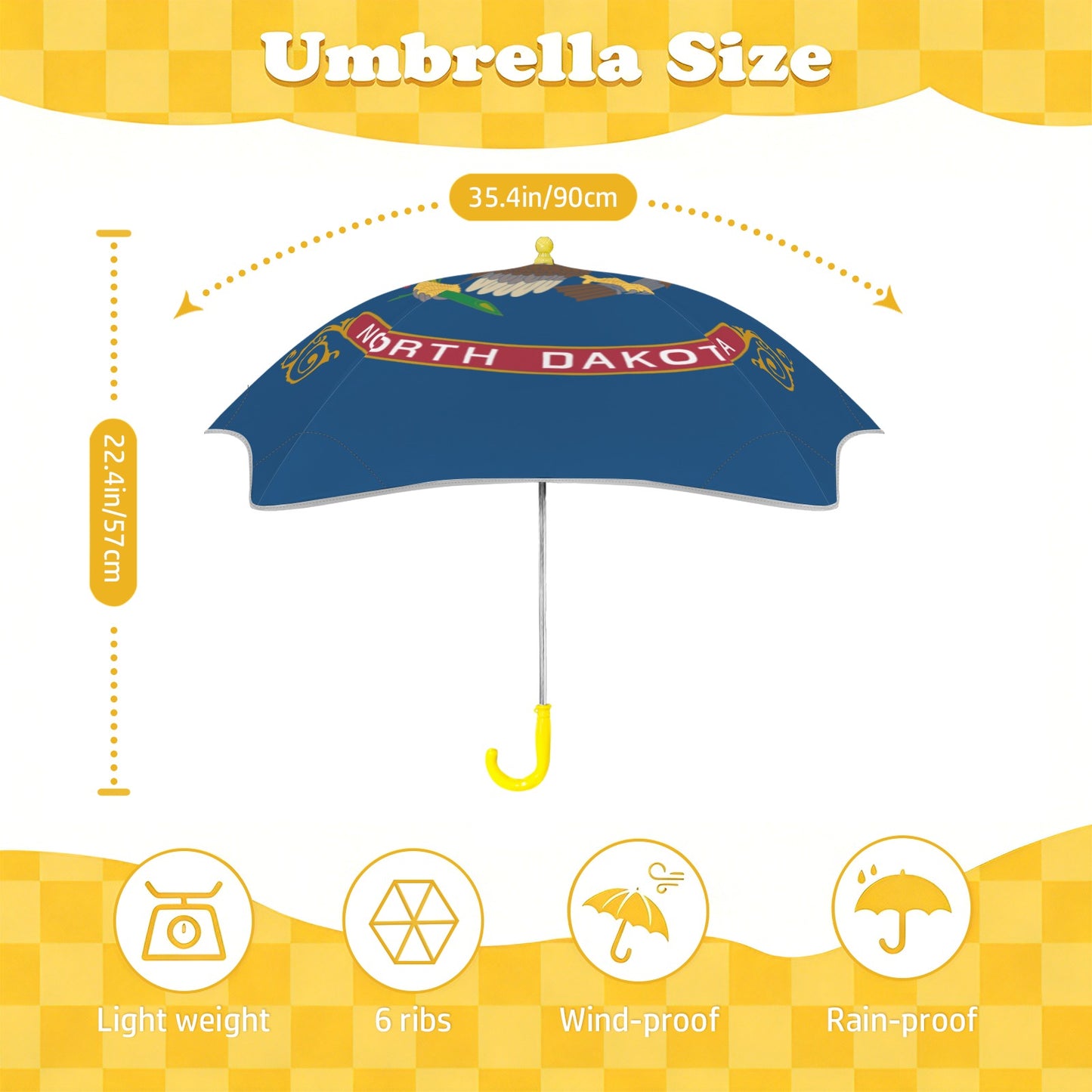North Dakota Flag Inspired Kids Safe Round Corner Umbrella