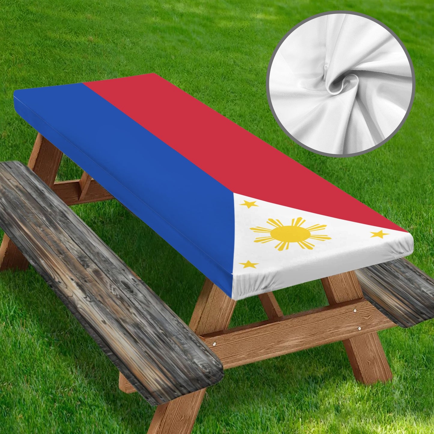 Philippines Flag Picnic Table Cover (72" x 30") (Made in the USA)