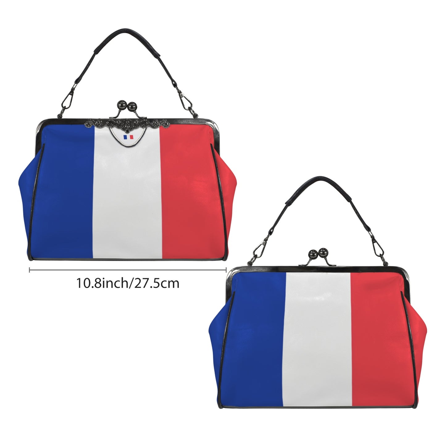 France Flag Inspired Kisslock Crossbody Shoulder Bag