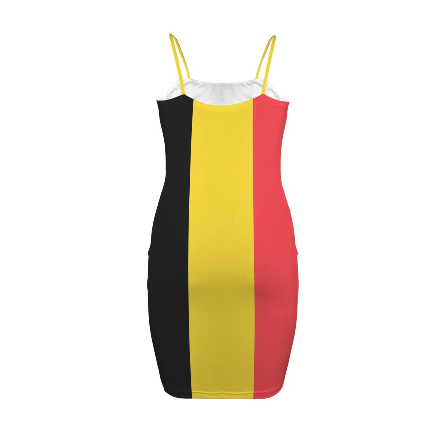 Belgium Flag Inspired Backless Spaghetti Strap Bodycon Dress