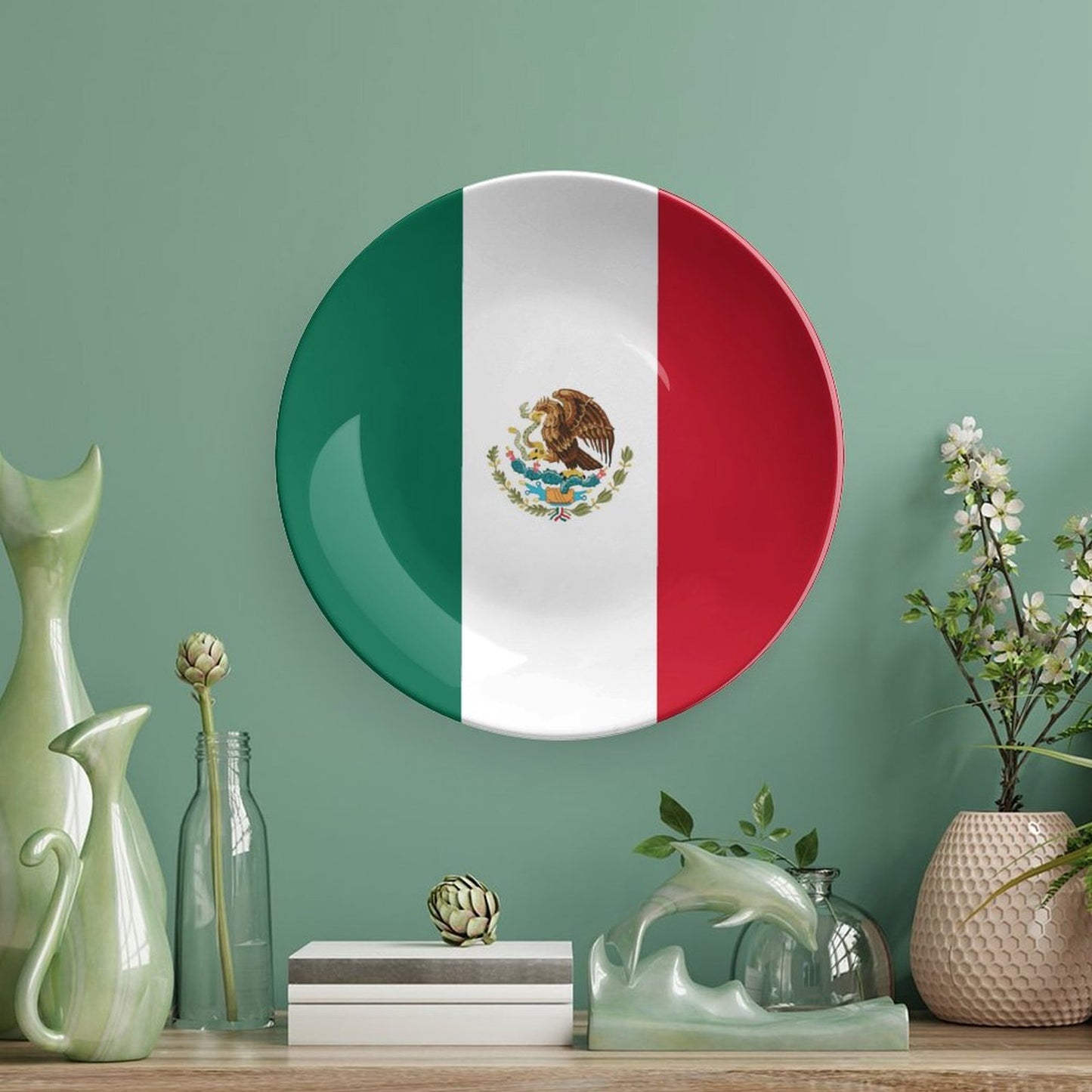 Mexico Flag Inspired Bone China Decorative Plate