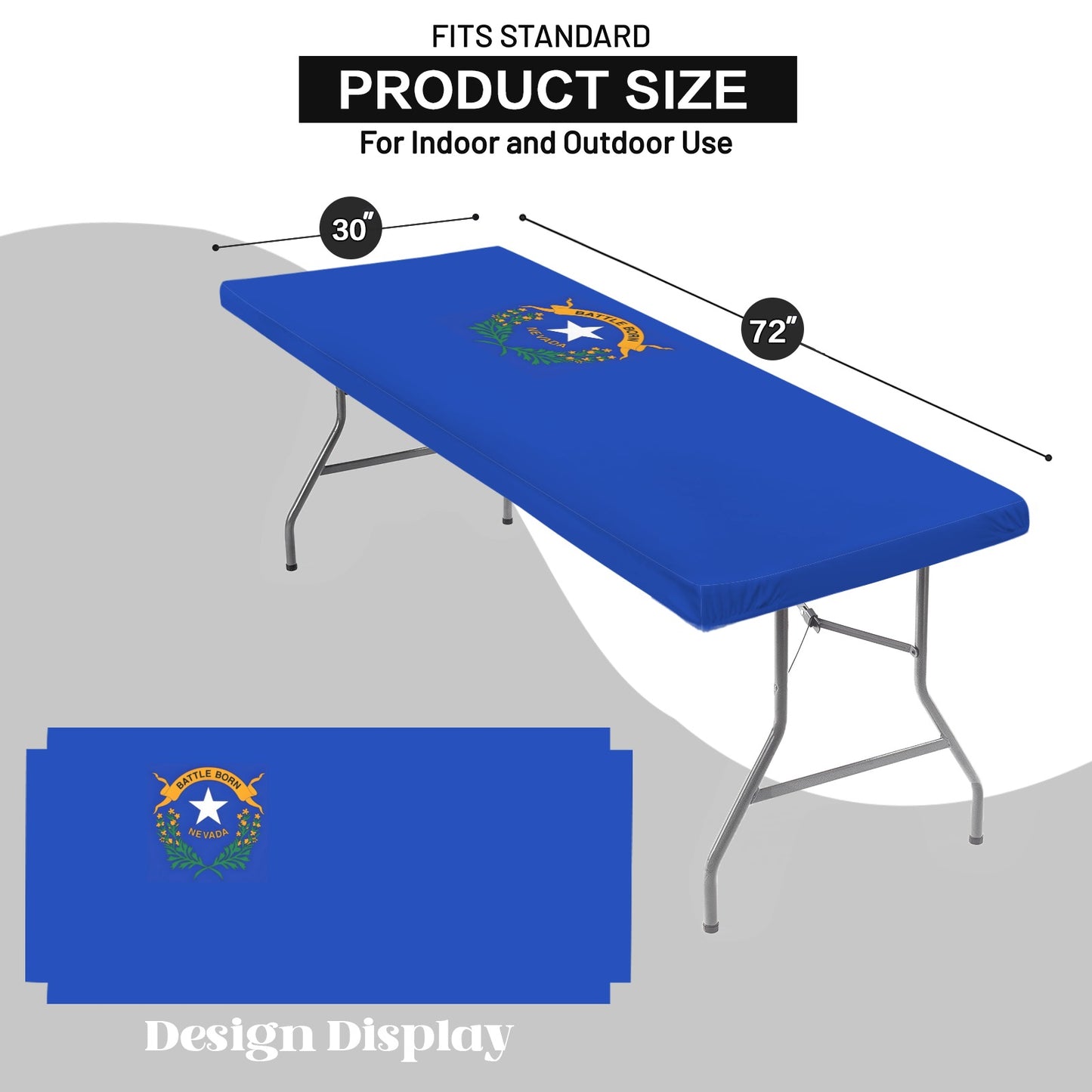 Nevada Flag Inspired Custom Elastic Fitted Tablecloth 72x30 inch (Made in the USA)