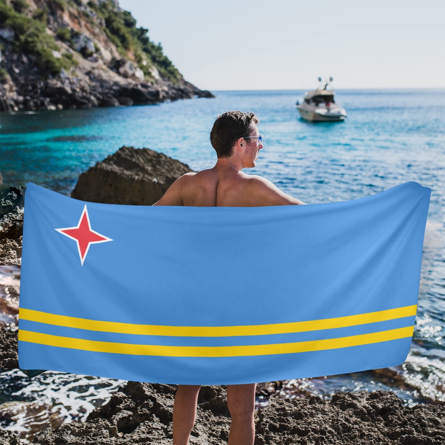Aruba Flag Beach Towel 31"x71" (Made in USA)