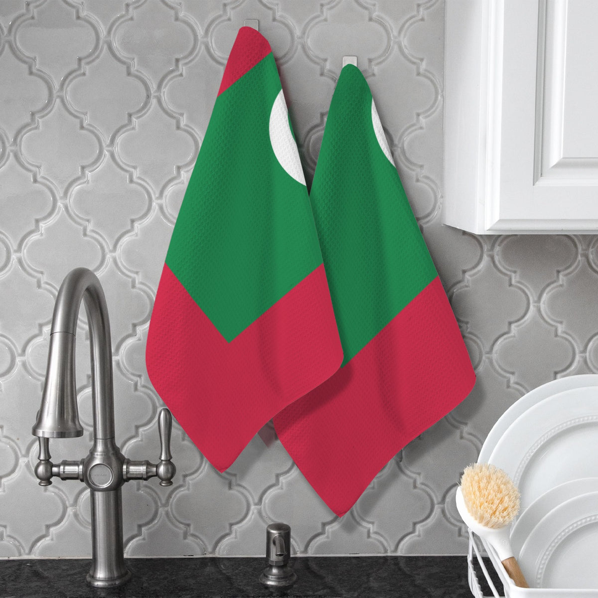 Maldives Flag Inspired Kitchen Towel 40X60cm (Pack of 2) | Printed In the USA