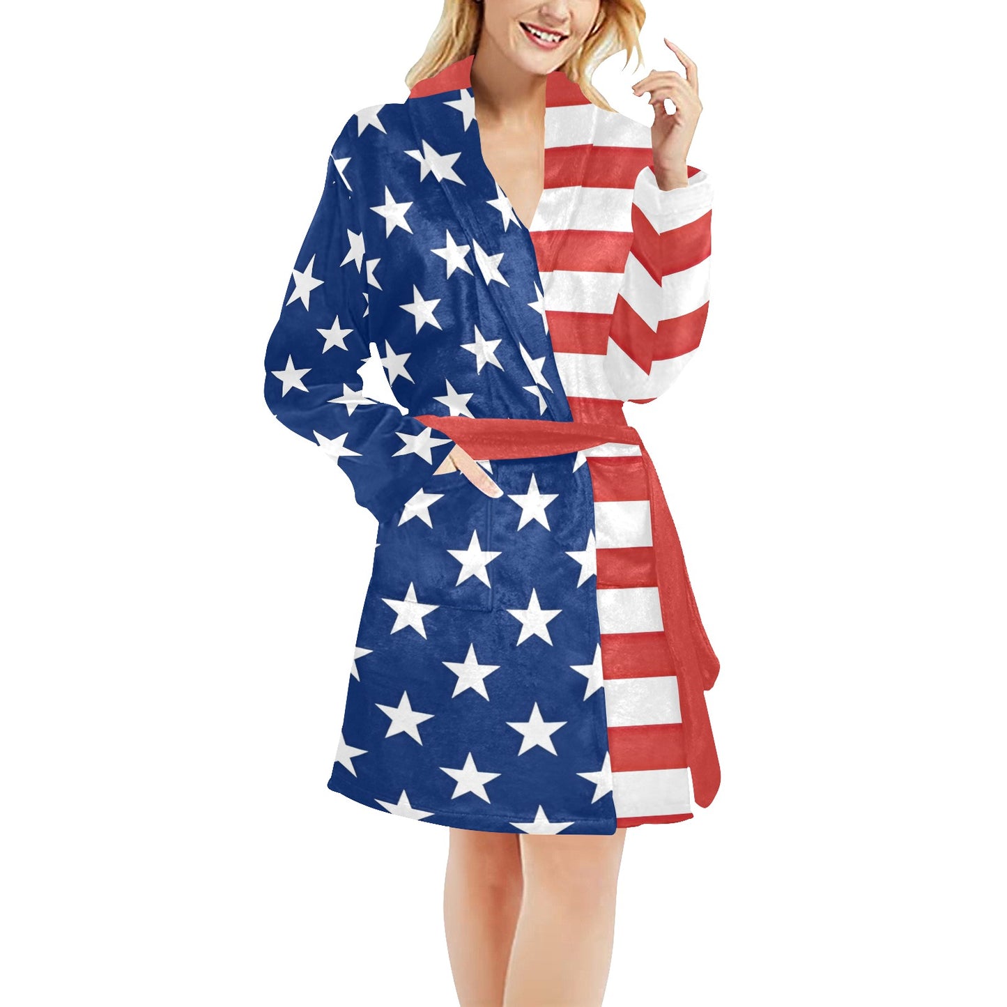 USA/American Flag Inspired Women's Fleece Robe