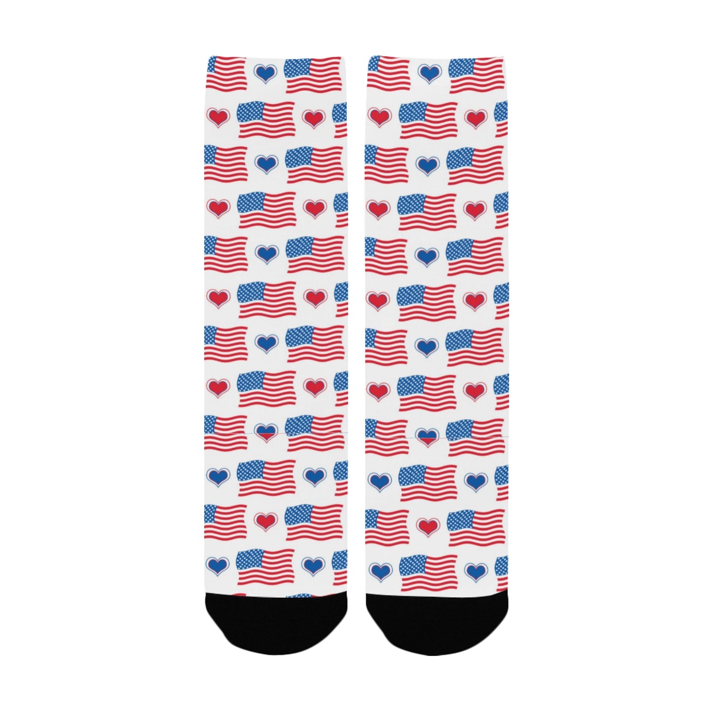 USA/American Flag Inspired Flags and Hearts Pattern Women's Custom  Socks | Ships from USA