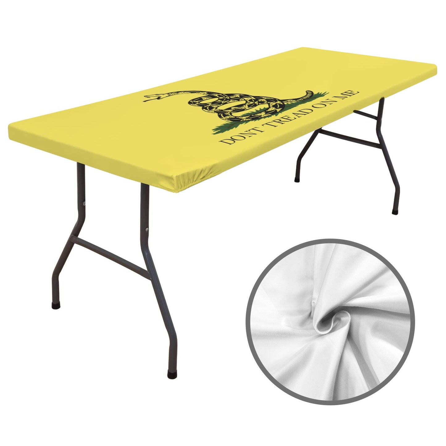 Gadsden Flag Inspired Custom Elastic Fitted Tablecloth 72x30 inch (Made in the USA)