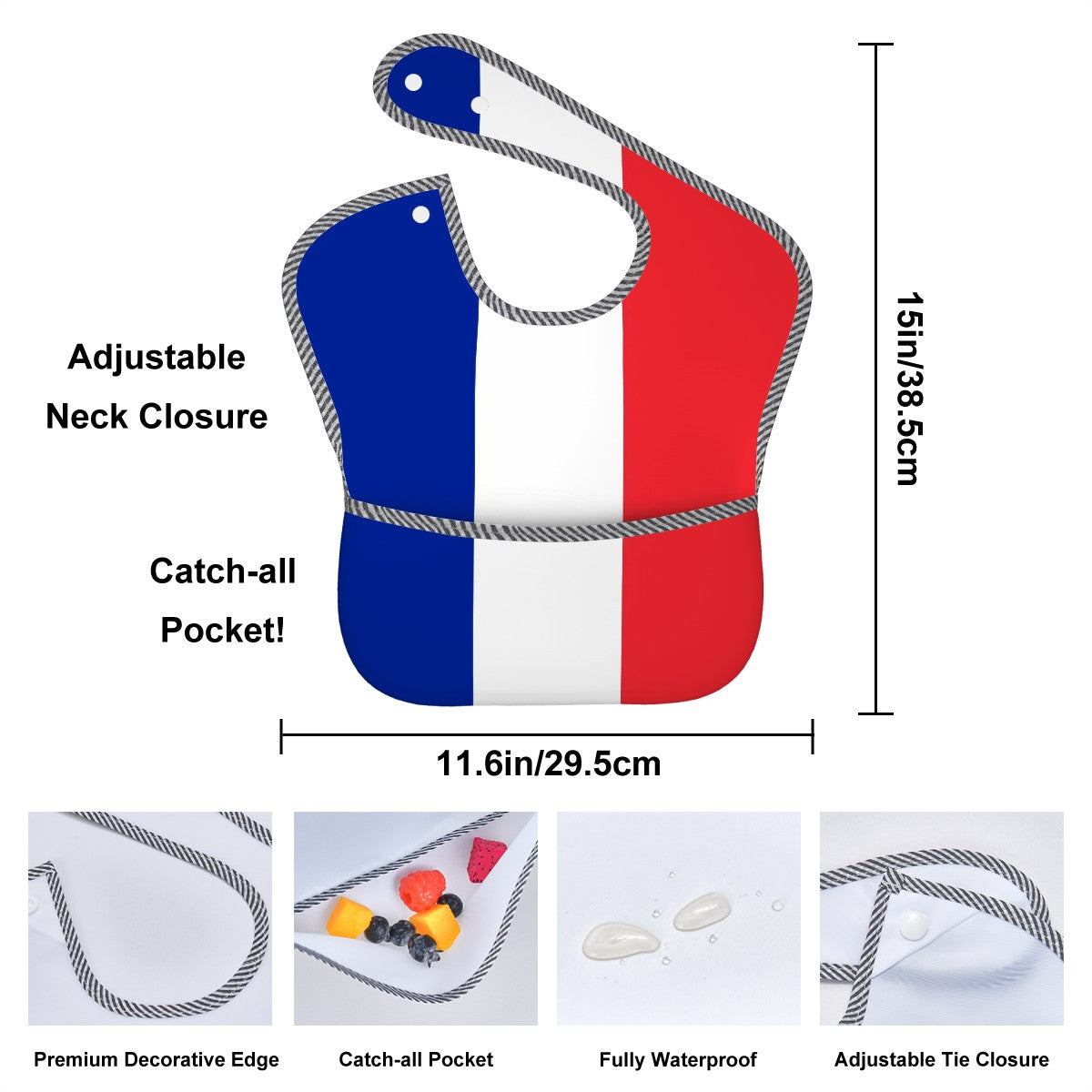 France Flag Inspired Baby Bib
