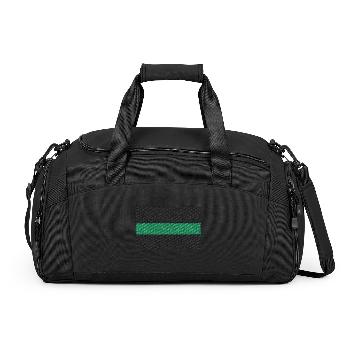 Thin Green Line Flag Gym Bag — Black Duffle with Embroidered Thin Green Line Flag (Style-2)