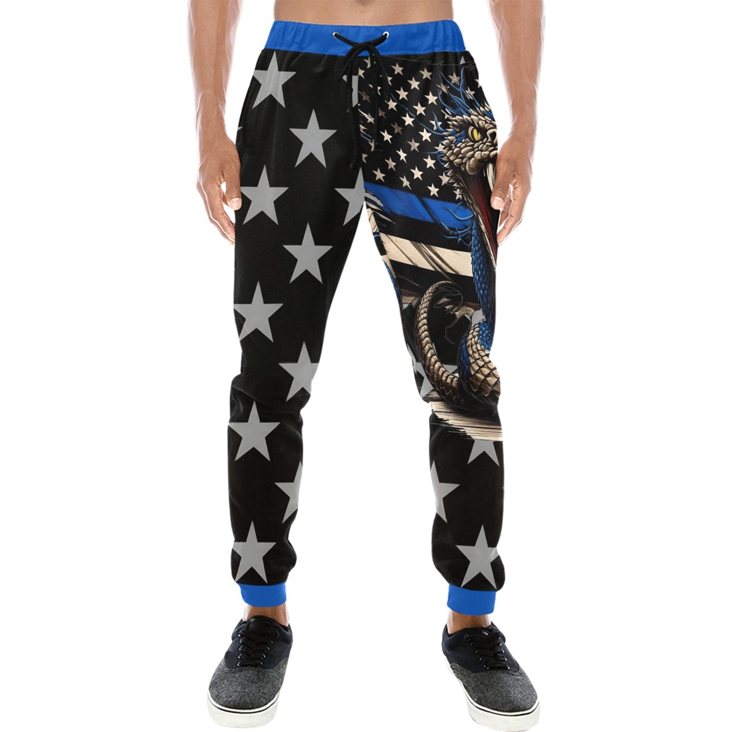 Thin Blue Line Flag Inspired Snake All Over Print Unisex Sweatpants