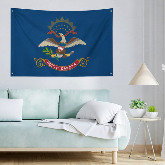 North Dakota Flag Inspired Wall Mount Flag with Four Grommets (35x59 in)