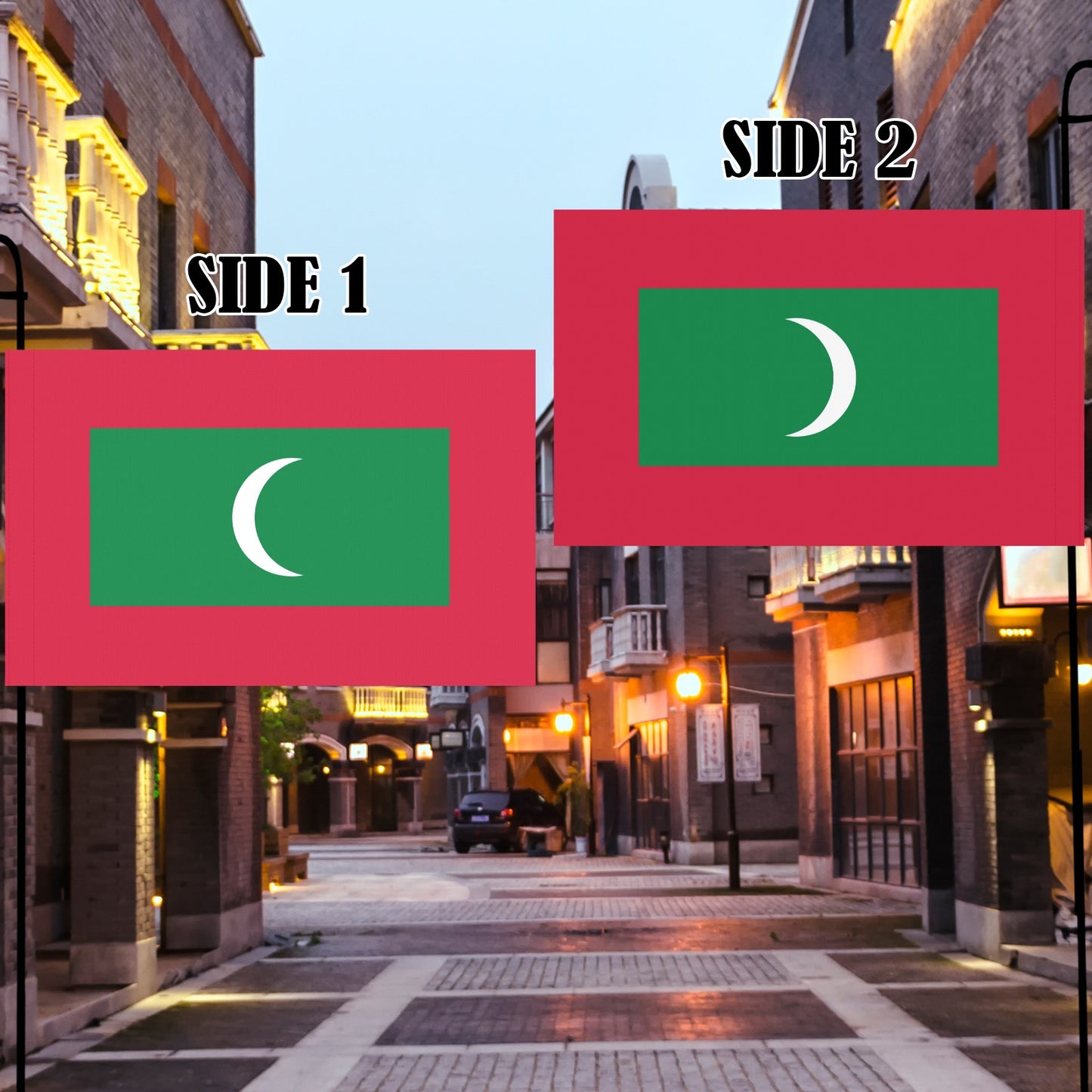 [Luv My Flag] images of Maldives flag, two sides shown.