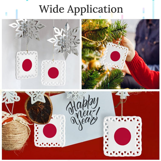 Japan Flag Inspired Square Ceramic Ornament Made in the USA