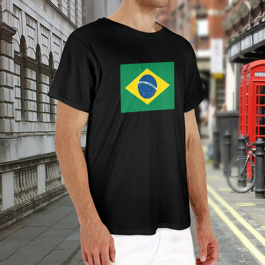 Brazil Flag Inspired Men's Heavy Cotton T-Shirt (Made in the USA)