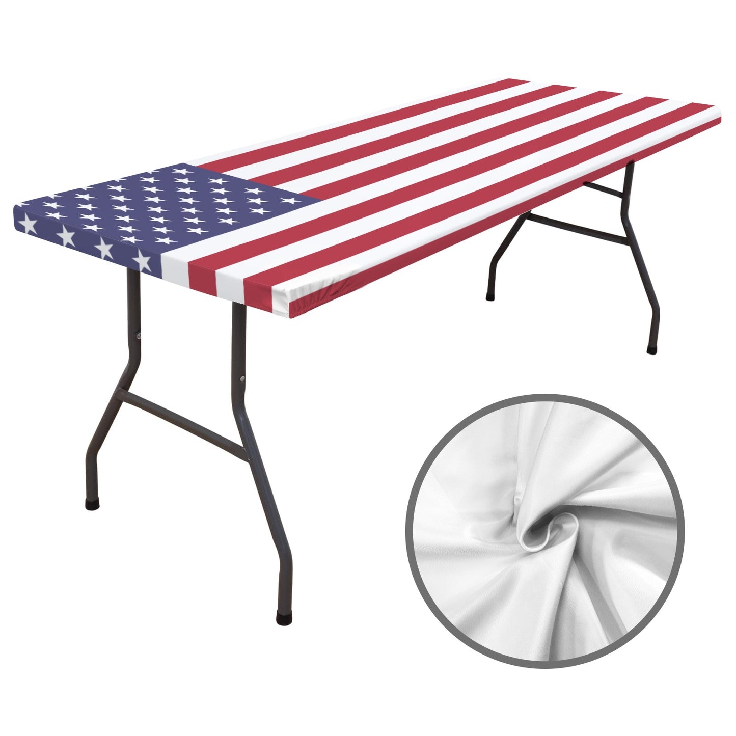 USA/American Flag Inspired Custom Elastic Fitted Tablecloth 72x30 inch (Made in the USA)