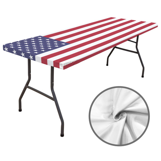 USA/American Flag Inspired Custom Elastic Fitted Tablecloth 72x30 inch (Made in the USA)