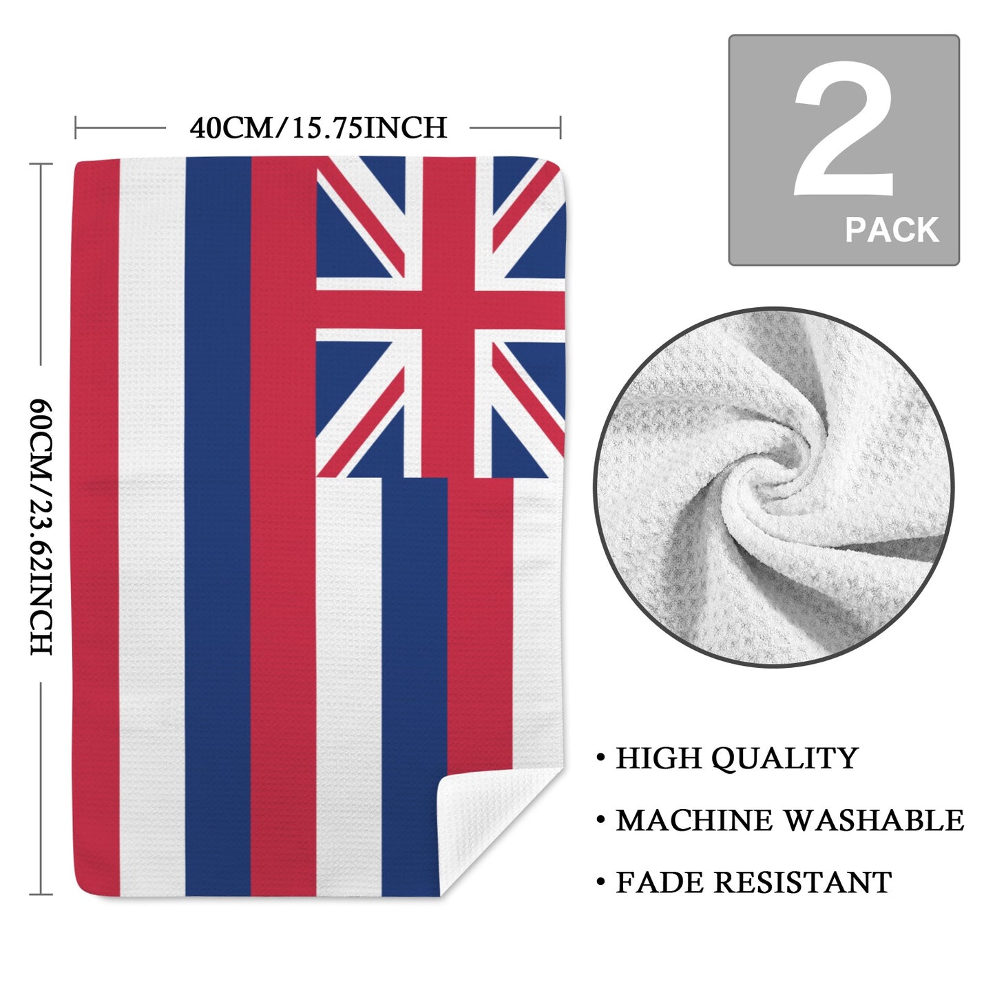 Hawaii Flag Inspired Kitchen Towel 40X60cm (Pack of 2) (Made in the USA)