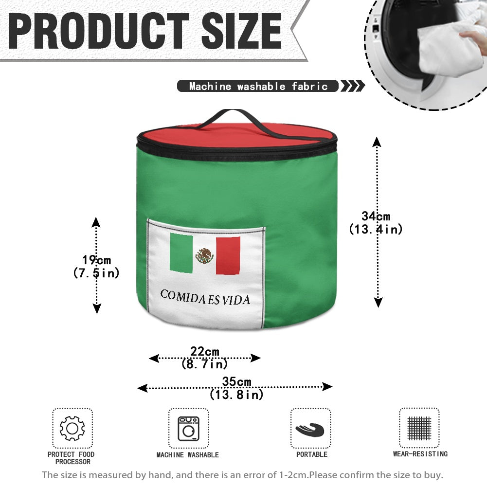 Mexico Flag Inspired "COMIDA ES VIDA" Electric Pressure Cooker Insulation Bag