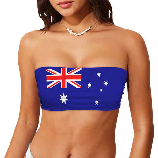 Thin Green Line Flag Inspired Eagle on Digital Camo Flag Inspired Bandeau Tube Bikini Top