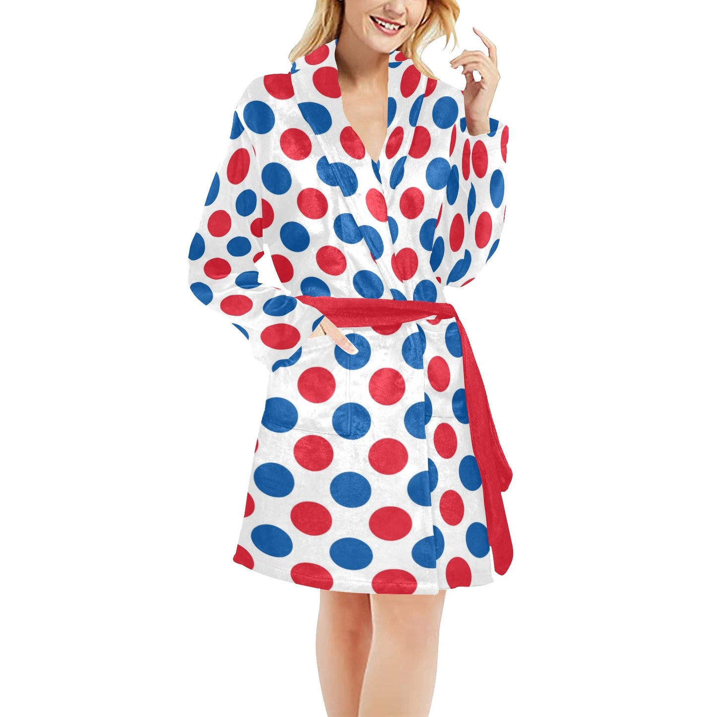 USA/American Flag Inspired Polka Dot Pattern Women's Fleece Robe