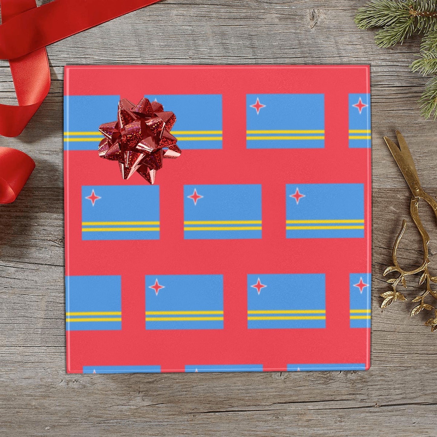 Aruba Flag Custom Gift Wrapping Paper 58"x 22.5" (4 Rolls)