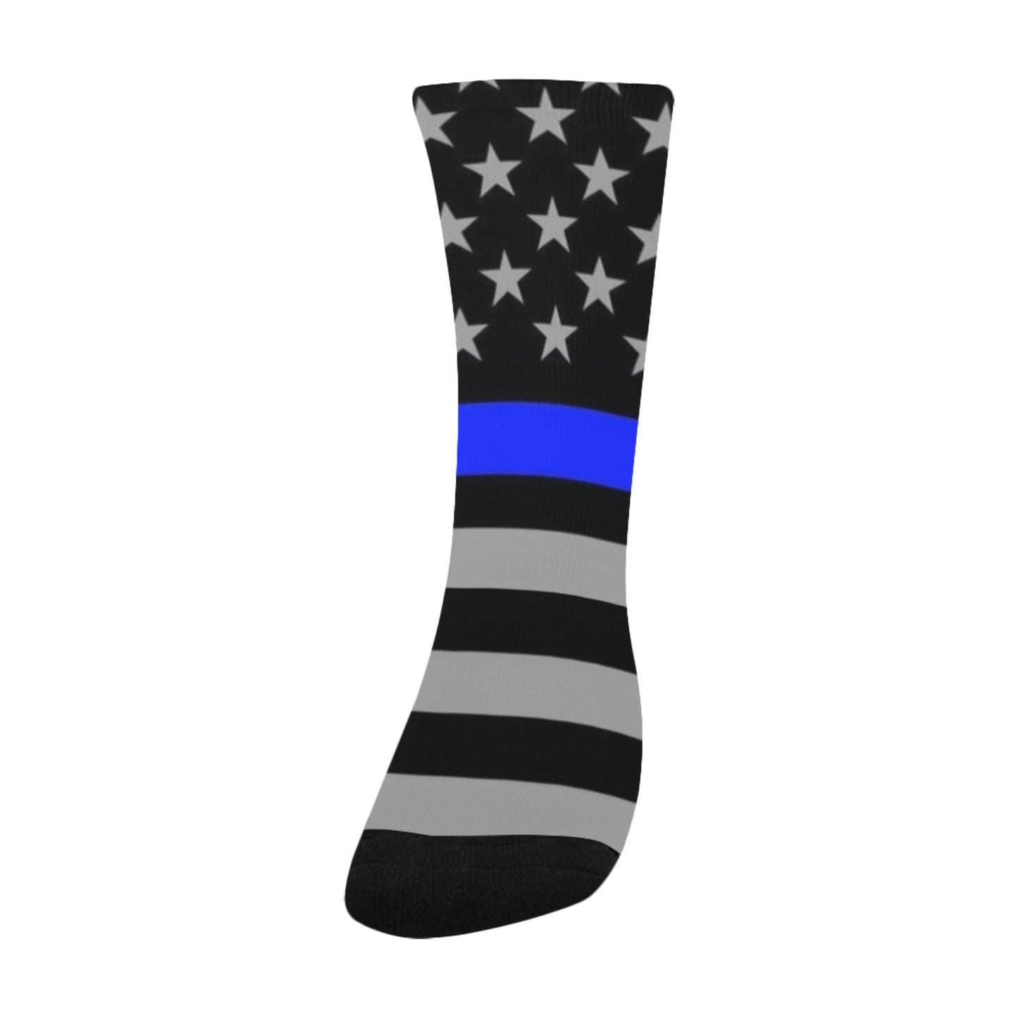 Thin Blue Line Flag Inspired (subdued) Kid's Custom Socks (Made in the USA)