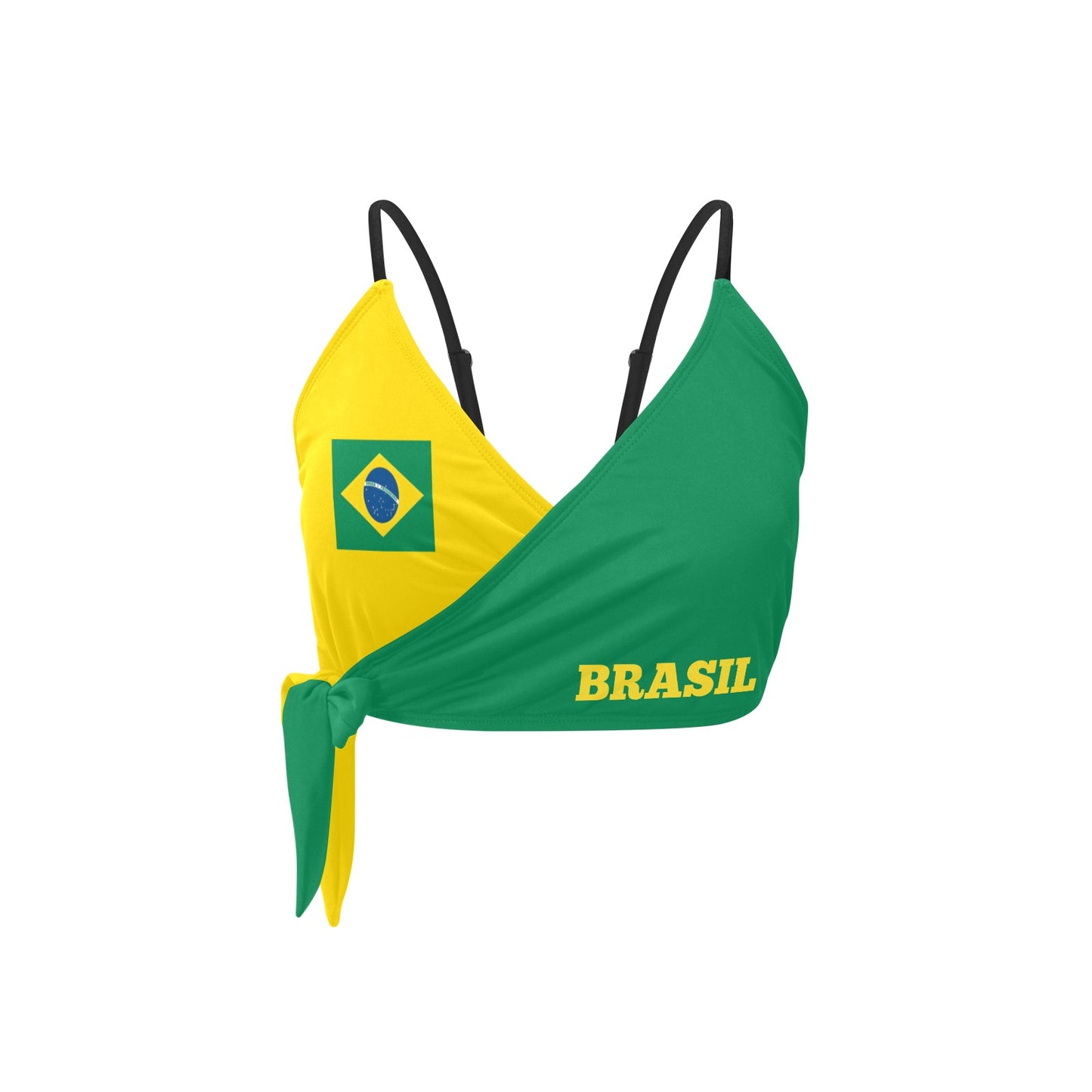 Brazil Flag Inspired Knot Side Bikini Top