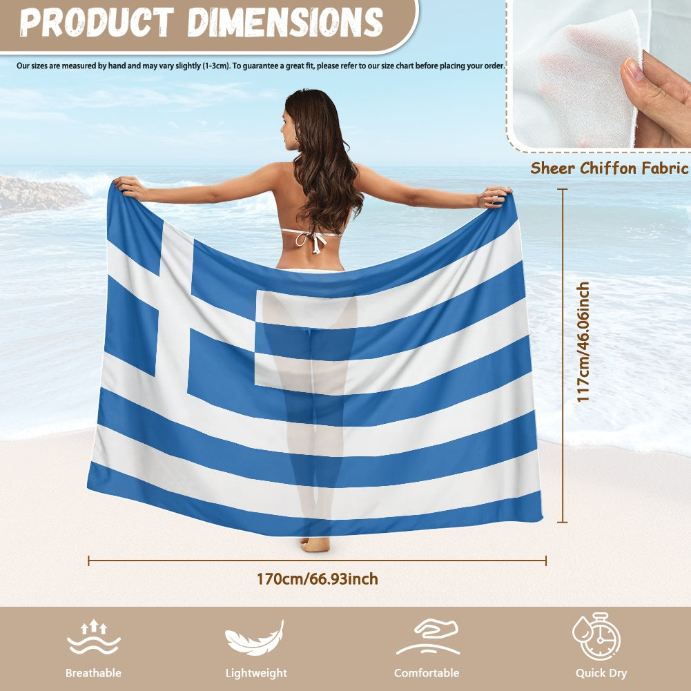 Greece Flag Inspired Bikini Cover-Up