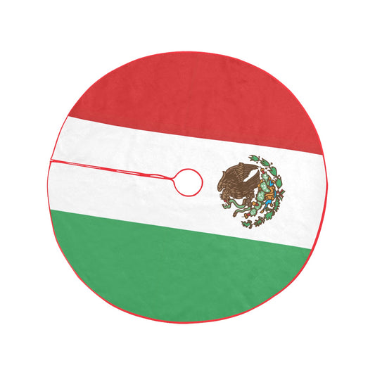 Mexico Flag Thick Christmas Tree Skirt 47" x 47"