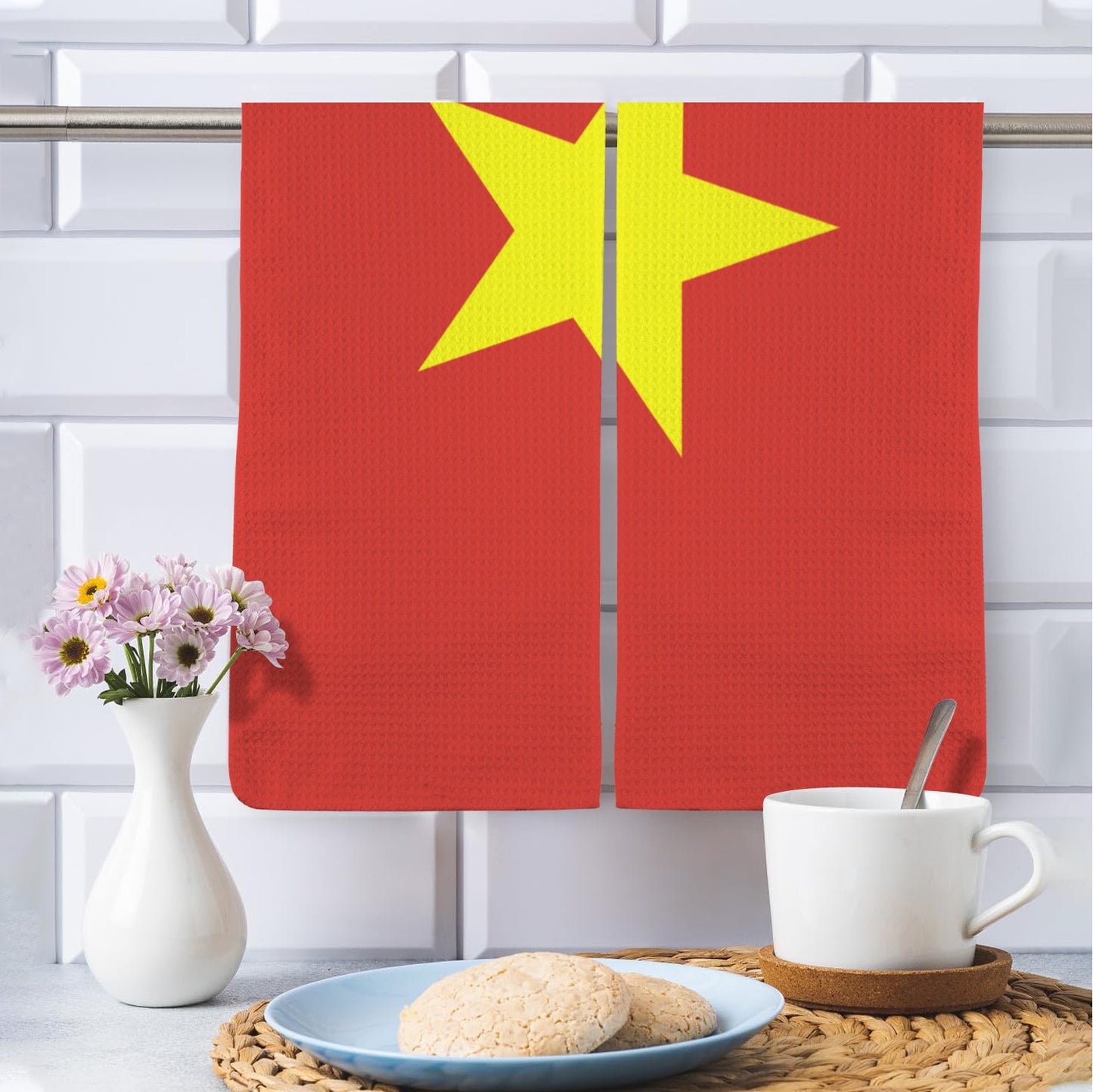 Vietnam Flag Inspired Kitchen Towel 40X60cm (Pack of 2) (Made in the USA)