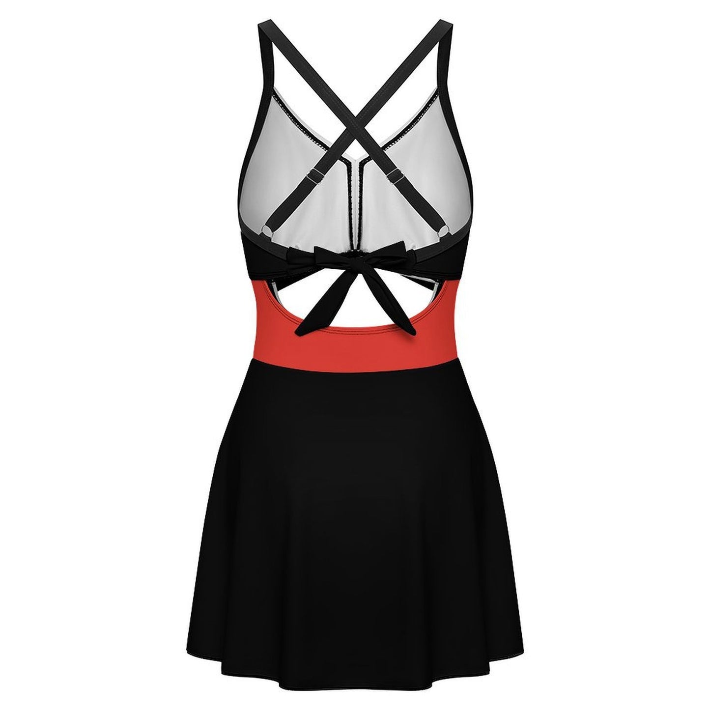 Thin Red Line Flag Inspired Style-2 Women's V-neck One-piece Swimsuit with Cutout