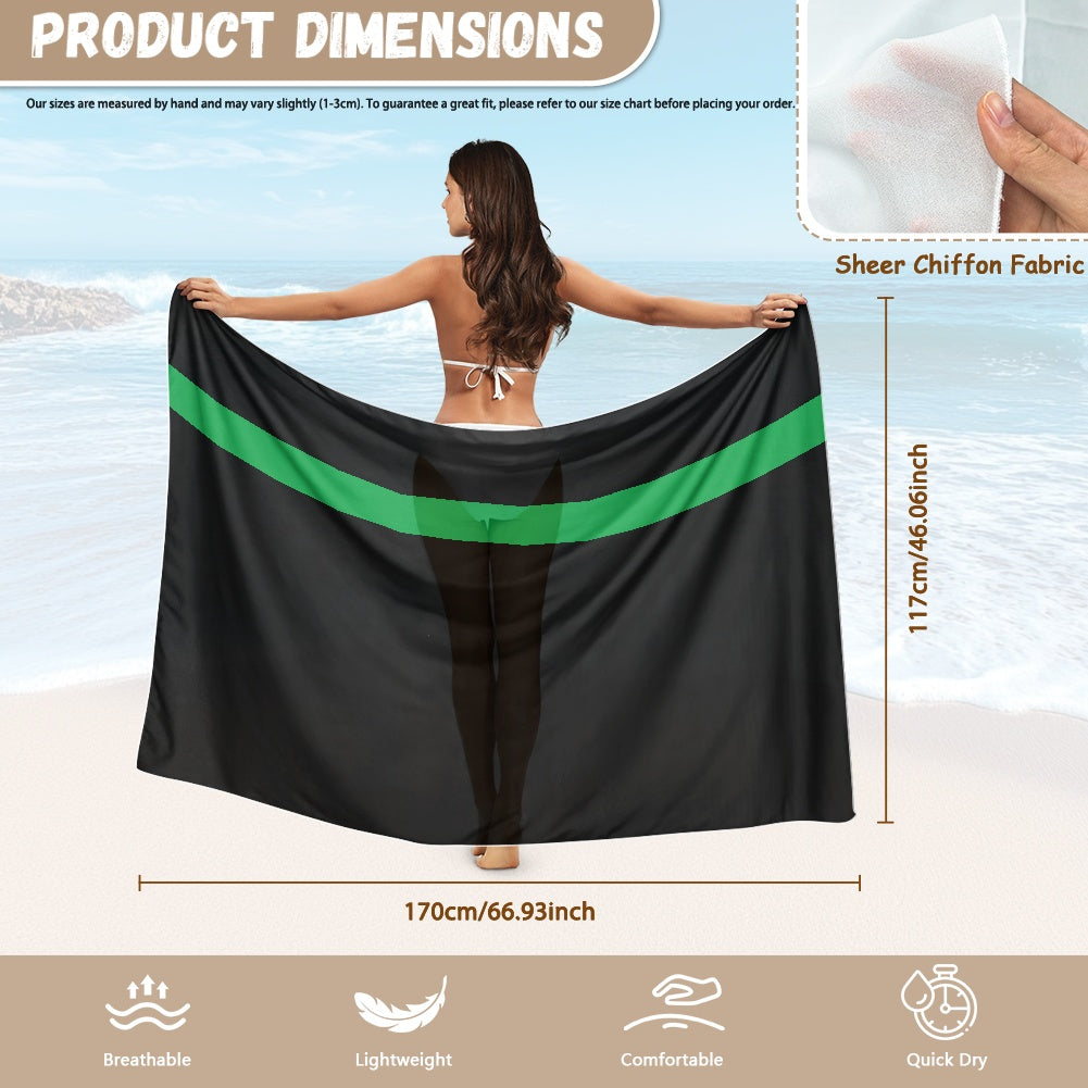 Thin Green Line Flag Inspired Bikini Cover-Up Style-2