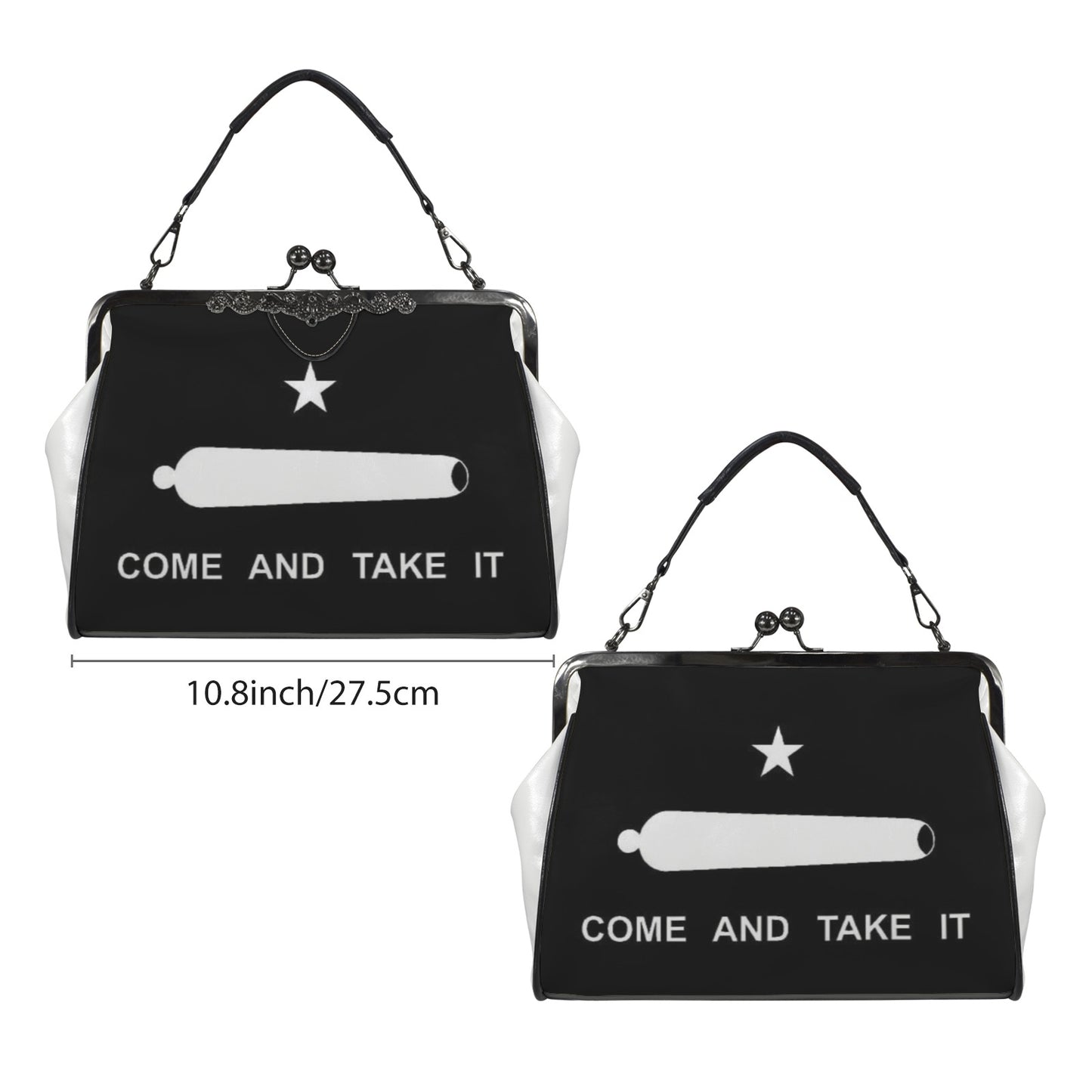 Come and Take It Flag Inspired Kisslock Crossbody Shoulder Bag