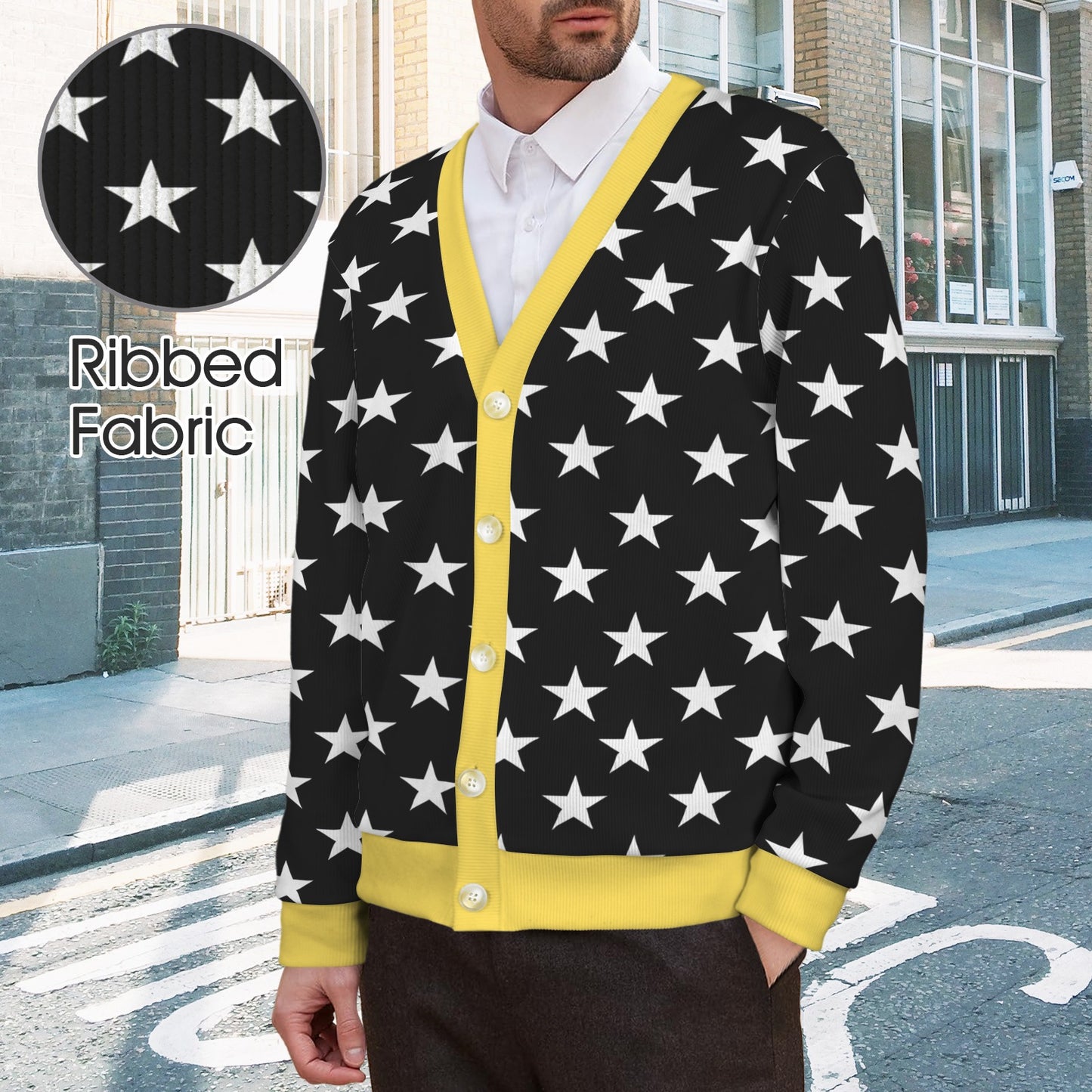 Thin Gold Line Flag Inspired Men's Cardigan