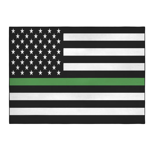 Thin Green Line Flag Inspired 84x60 Inch Area Rug with Black Binding (Made in the USA)
